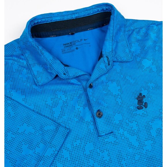 Disney Nike Golf Polo Men's Small Mickey Mouse Dot Camo Dri-Fit Wicking Blue - Picture 1 of 15